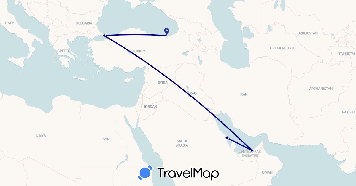 TravelMap itinerary: driving in United Arab Emirates, Saudi Arabia, Turkey (Asia)
